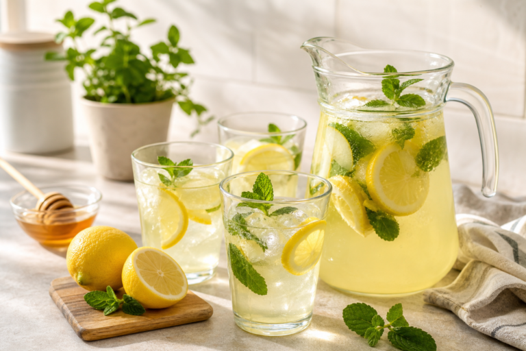 Domáca citrónová limonáda s mätou rozvonia pohár ešte pred prvým dúškom