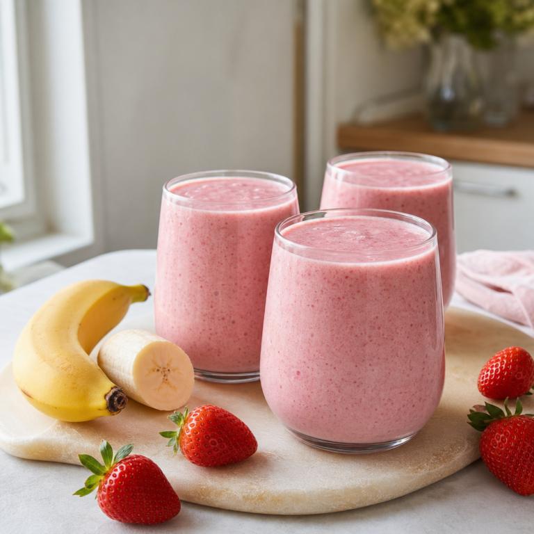 Jahodovo-banánové smoothie s ovsenými vločkami: krémové raňajky z mixéra