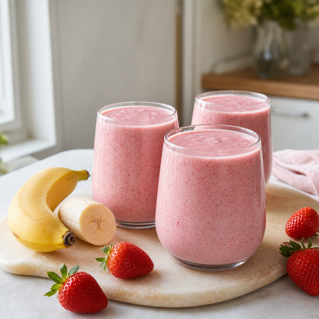 Jahodovo-banánové smoothie s ovsenými vločkami: krémové raňajky z mixéra