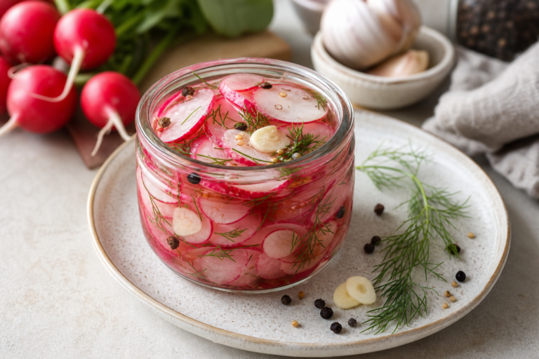 Chrumkavé reďkovky v jablčnom octe s kôprom a cesnakom