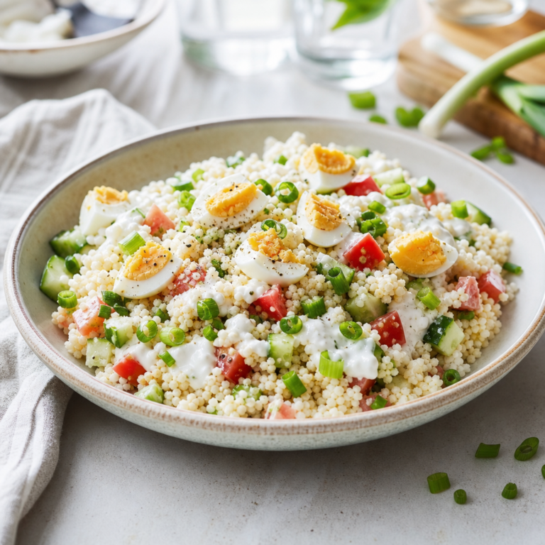 Šalát s kuskusom a vajíčkom: jednoduchý obed, ktorý zostane svieži aj v krabičke