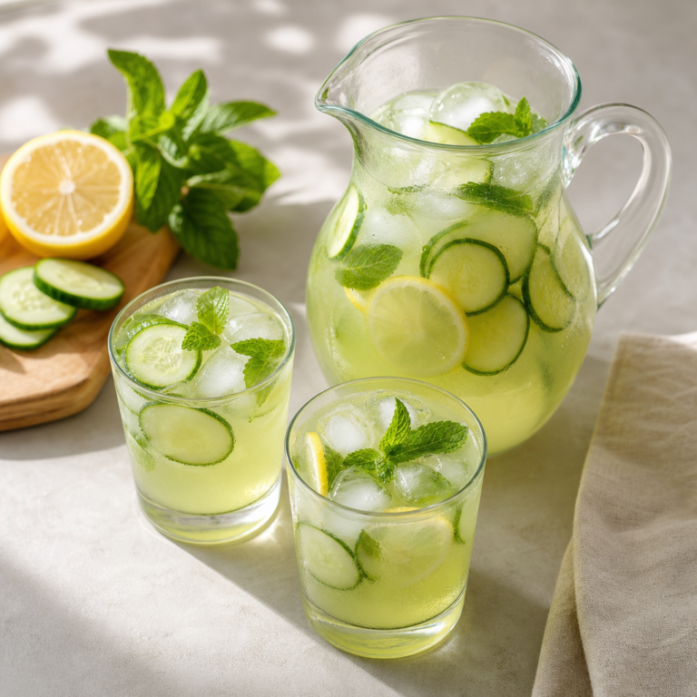 Uhorková limonáda s citrónom a mätou bez horkosti: stačí krátko rozmixovať a precediť