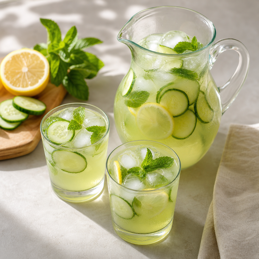 Uhorková limonáda s citrónom a mätou bez horkosti: stačí krátko rozmixovať a precediť