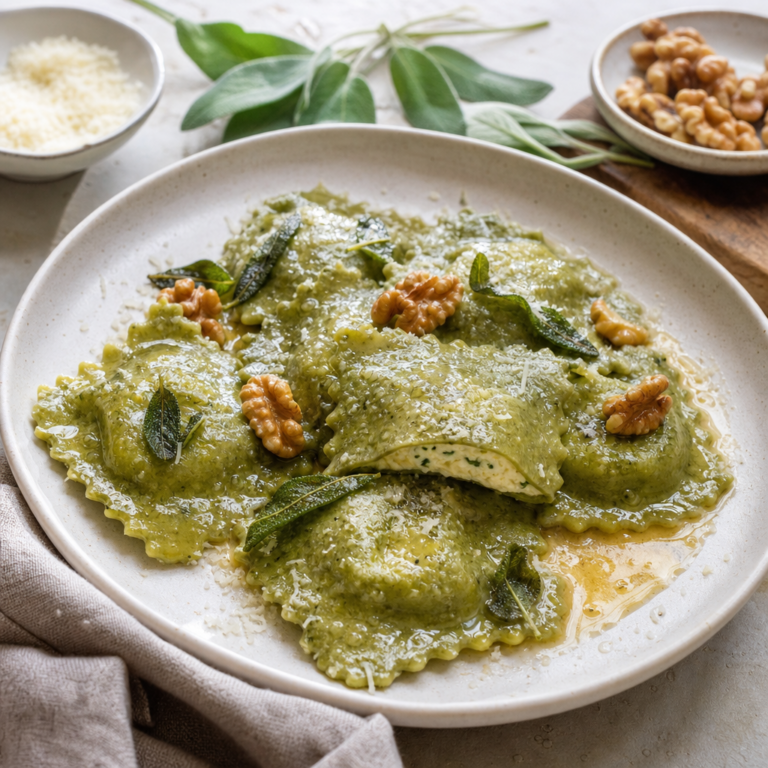 Zelené cestoviny od základu: špenátové ravioly s ricottou a parmezánom