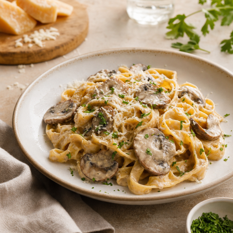 Domáce tagliatelle s hubovou smotanovou omáčkou a parmezánom: poctivý recept krok za krokom