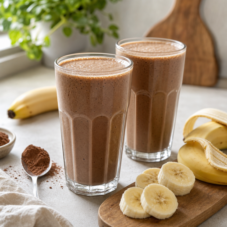Kefírovo-banánové smoothie s kakaom a ovsenými vločkami: husté raňajky za pár minút