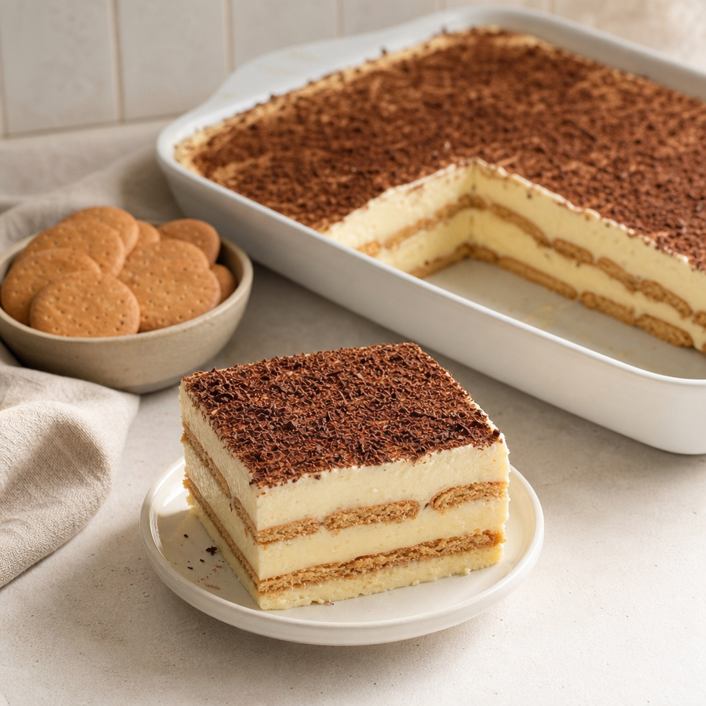 Stačí hustý puding a BeBe keksy: chladničková torta, ktorá sa dobre krája