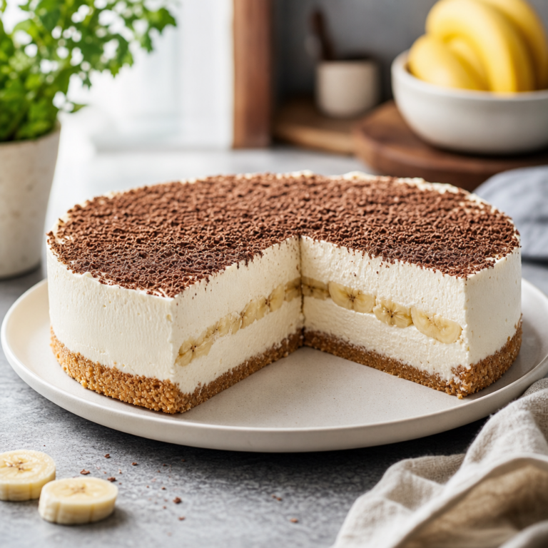 Nepečená tvarohovo-banánová torta so sušienkovým základom