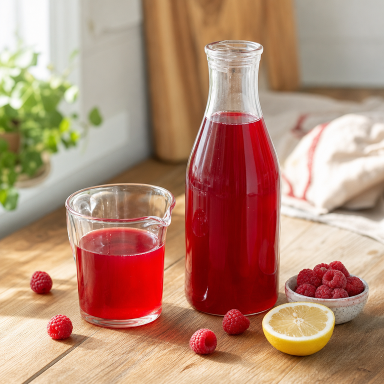 Domáci sirup z malín a citróna: krátky postup, čistý výsledok a dobrá zásoba do chladničky
