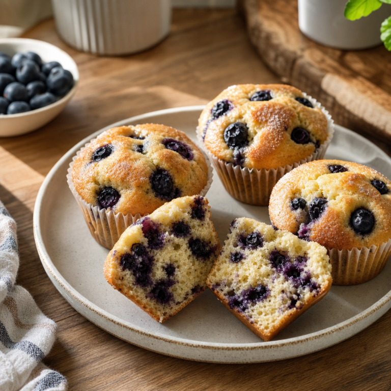 Jogurtové čučoriedkové muffiny s vláčnym cestom a čučoriedkami, ktoré sa pekne rozložia