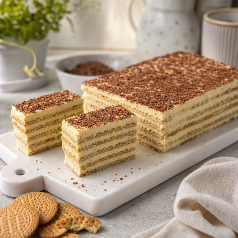 Nepečená pudingová torta z Bebe sušienok: stačí ju navrstviť do formy a po noci v chladničke krájať
