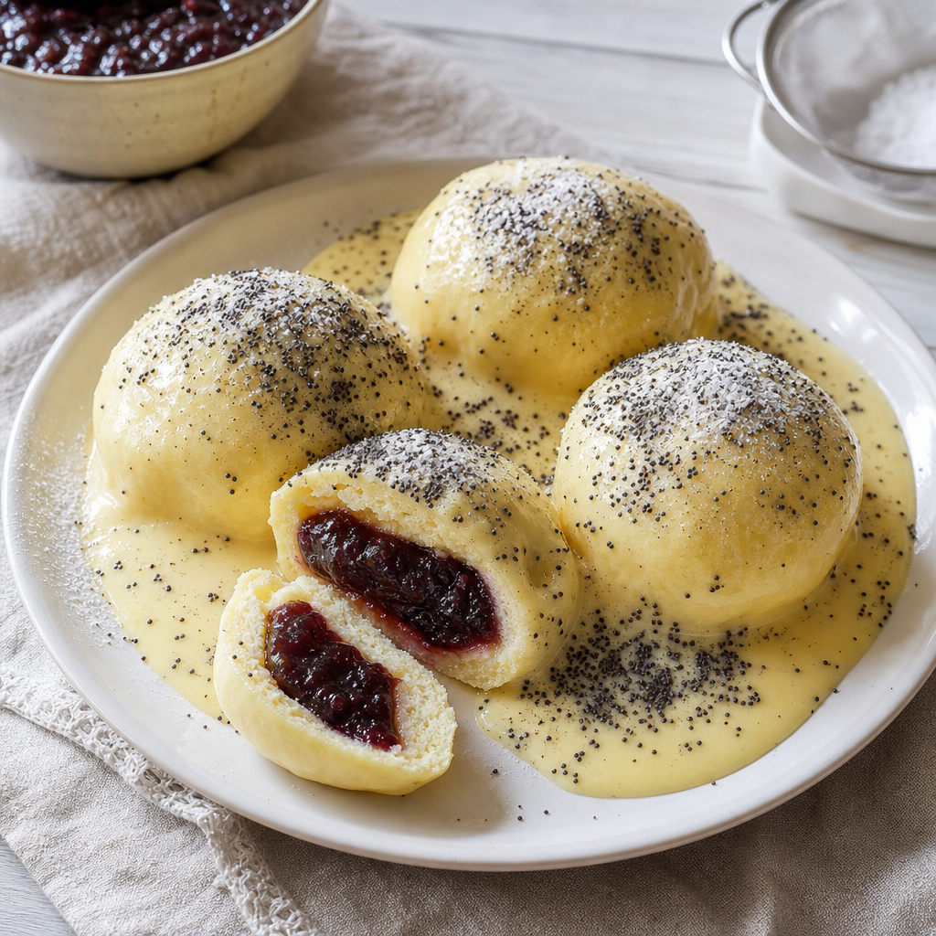 Parené buchty s vanilkovým krémom a slivkovým lekvárom: poctivý recept na mäkké kysnuté cesto