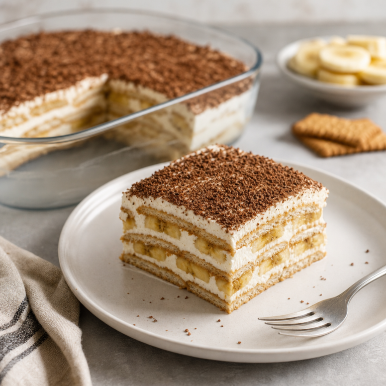 Nepečená keksíková torta s tvarohom a banánom