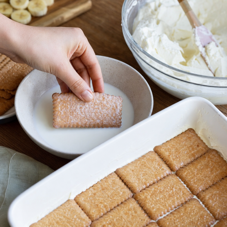 Zakrytá nepečená torta odložená do chladničky na stuhnutie.