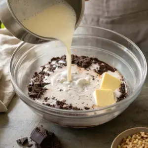 Karamelový krém s mascarpone v mise.