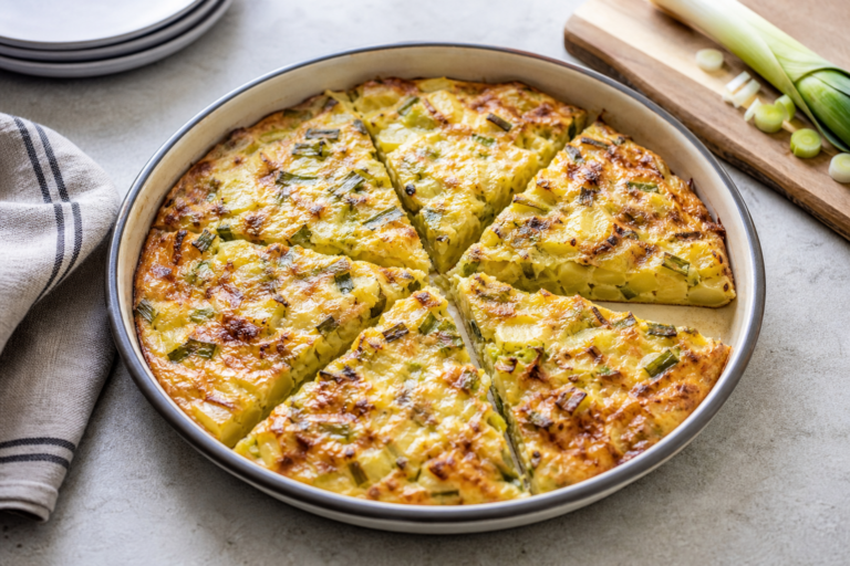 Pečená zemiaková frittata s pórom: jednoduchá večera bez otáčania a bez vyprážania