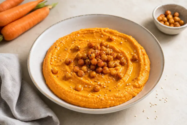 Ak máte mrkvu a cícer, rozdeľte ich na krém a chrumkavý vrch: tento hummus musíte skúsiť