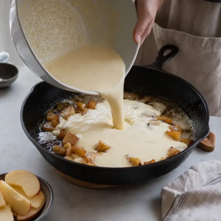 Upečené dutch baby so zlatými okrajmi a krémom navrchu.