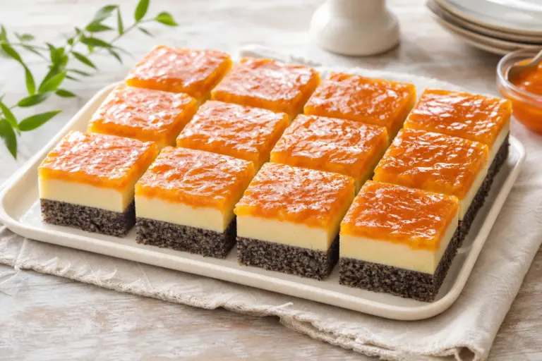 Skúste makovo-pudingový koláč, kde každá vrstva má jasnú úlohu: korpus nesie chuť, puding tvar a džem kontrast