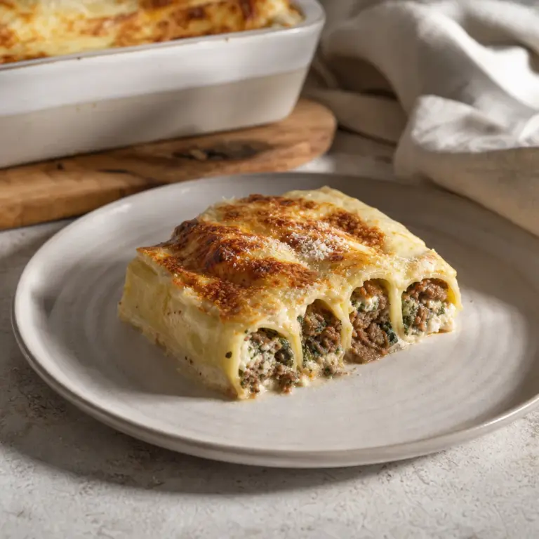 Šesť porcií cannelloni s hovädzím ragú, špenátom a domácim bešamelom