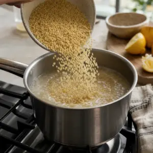 Bulgur sa varí v menšom hrnci v osolenej vode.