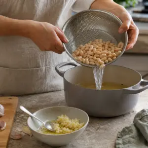 Mäkká upečená mrkva s cibuľou a cesnakom, pripravená na mixovanie.