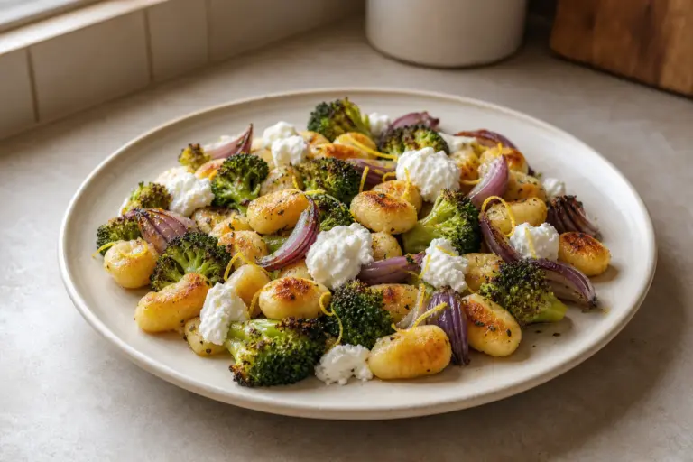 Zemiakové gnocchi v hlavnej úlohe: Pečené gnocchi s brokolicou a ricottou. Postup zaberie 45 minút – zvonka chrumká a vnútri zostane jemný