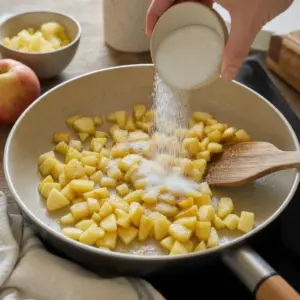 Tenká palacinka sa pečie na nepriľnavej panvici.